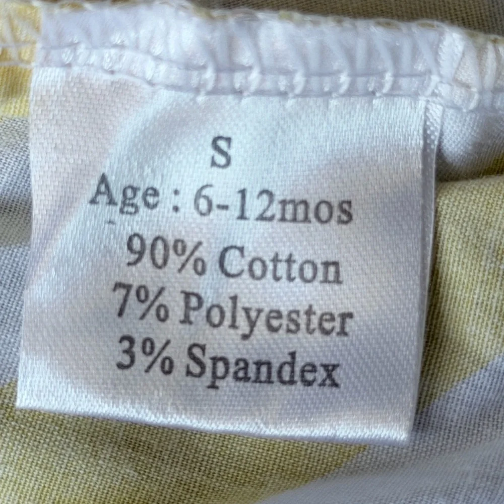 Unbranded Yellow & White Chevron Baby Sundress with Gray Trim